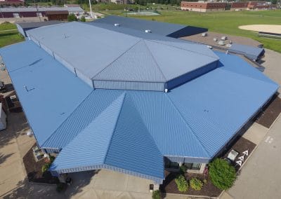 Big blue roof – during